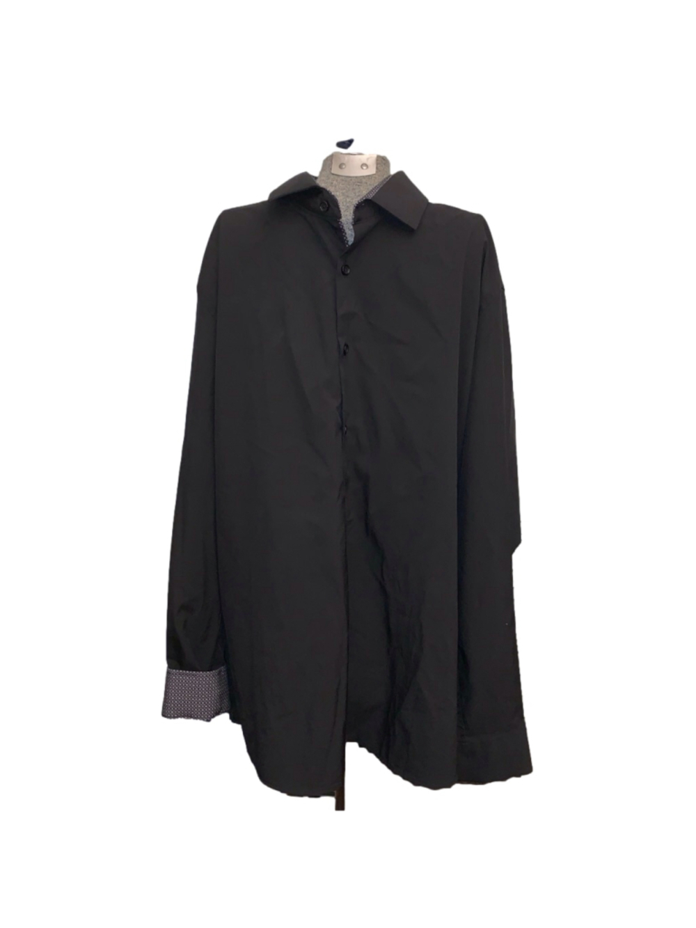 Men's TOM BAINE Black Slim Fit Dress Shirt Neck 17.5